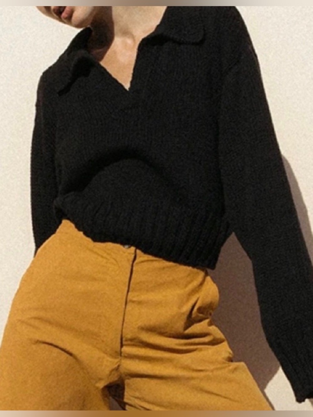 Ciao Lucia Black Milano Cropped Pullover in black size L